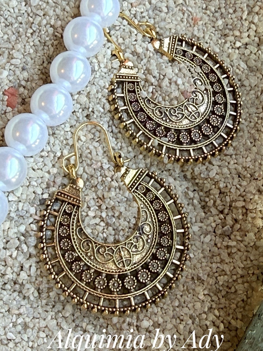 Copper-Tone Circular Filigree Earrings
